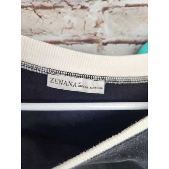 Set Of 2 Zenana Tops Size Medium NEW Black And Aqua Long Sleeve - Picture 3 of 4